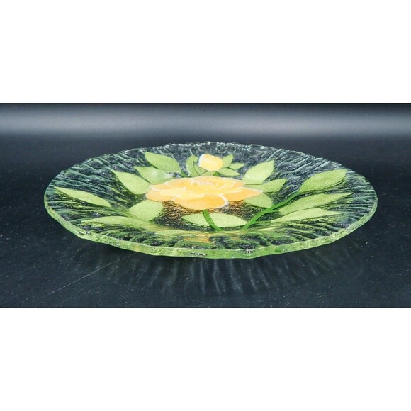Sydenstricker Yellow Rose Fused Glass Plate 8.5 inches Salad Decorative - Picture 3 of 6
